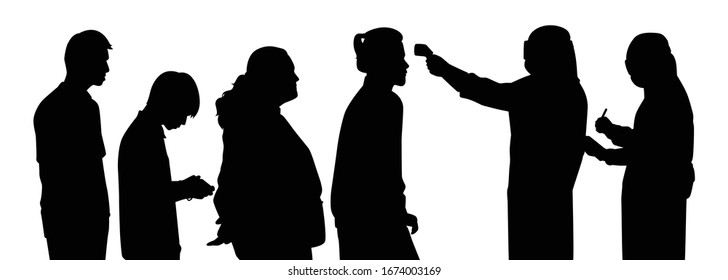 People virus checkpoint silhouette vector