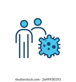 Icône de ligne de Personnes et d'infection virale - Image vectorielle d'accident vasculaire cérébral modifiable à des fins de pandémie et de soins de santé, illustration d'icône de ligne de deux personnes avec le symbole du virus, représentant l'infection humaine, la transmission du virus.