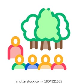 people visit forest icon vector. people visit forest sign. color symbol illustration