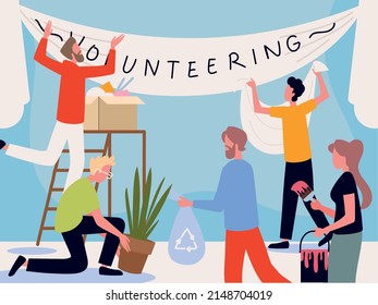 people volunteers character service and helping