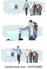 
la gente vota en el distrito electoral, 3d 3d conjunto de ilustraciones