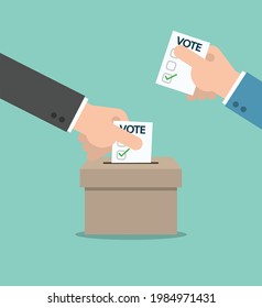 People voting in the box. Election illustration. Choose a leader.