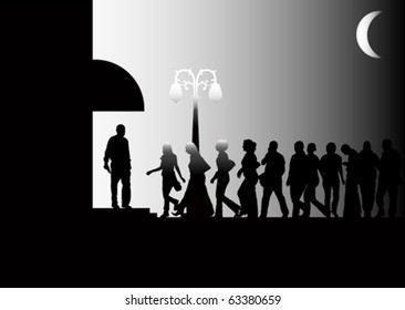 People waiting to enter in the club(vector)