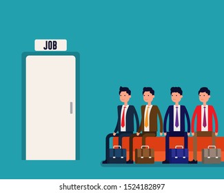 People waiting for interview. Job business concept, Waiting, Flat cartoon vector design.