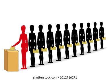 People waiting in line for voting