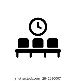 People Waiting Seats Clock Queue Waiting Time Filled Icon