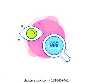 Gente esperando la señal. Icono del complejo de investigación. Icono de línea de cola. Símbolo de flecha de dirección. Banner de análisis o análisis. Signo de cola. Vector