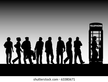 People waiting for telephone (vector)