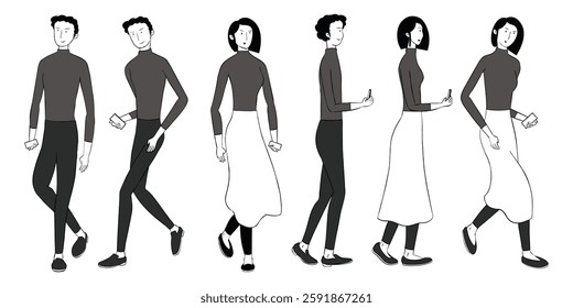 PEOPLE WALK WITH PHONES IN THEIR HANDS