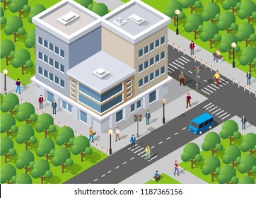 People walking around the city businessman business man isometric projection