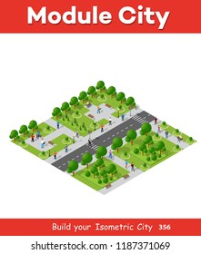 People walking around the city businessman business man isometric projection