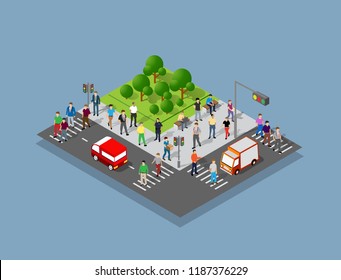 People walking around the city businessman business man isometric projection