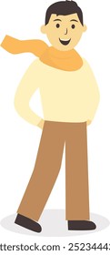 People Walking in Autumn Character. Vector Illustration in Simple Design.