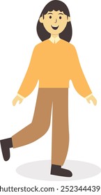 People Walking in Autumn Character. Vector Illustration in Simple Design.