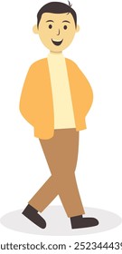 Pessoas caminhando em caráter de outono. Ilustração de vetor em design simples.