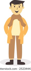Pessoas caminhando em caráter de outono. Ilustração de vetor em design simples.