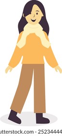 People Walking in Autumn Character. Vector Illustration in Simple Design.