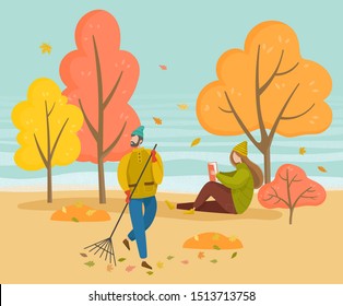 Woman Character Sitting On Meadow Reading Stock Vector (Royalty Free ...