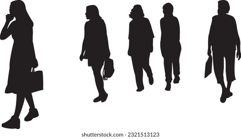 people walking bodies, silhouette vector