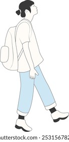 People Walking Character with Casual Clothes. Vector Cartoon Illustration.