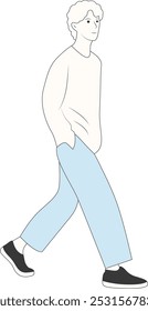 People Walking Character with Casual Clothes. Vector Cartoon Illustration.