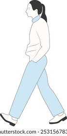 People Walking Character with Casual Clothes. Vector Cartoon Illustration.