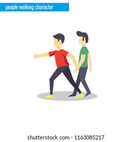 people walking character vector illustration flat design