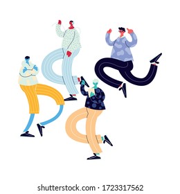 people walking and dancing with style vector illustration design
