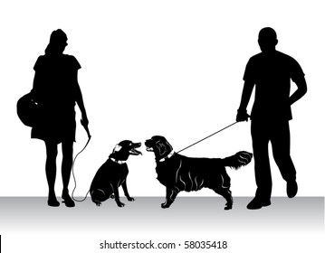 gente caminando perros