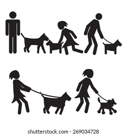 People walking dogs illustration vector