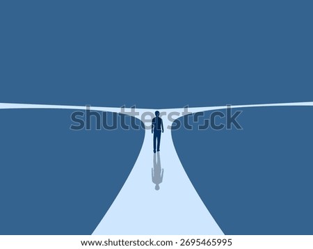 People walking at a fork in the road with two choices