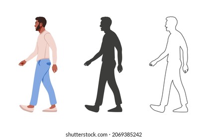 People. Walking guy. People drawn in a flat cartoon style. Vector illustration