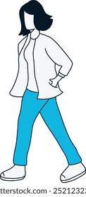 Menschen gehen Illustration mit flachen Cartoon. Isoliertes Vektorzeichen.