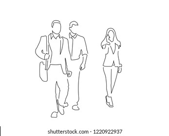 People Walking Isolated Line Drawing Vector Stock Vector (Royalty Free ...