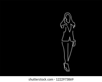 People Walking Isolated Line Drawing Vector Stock Vector (Royalty Free ...