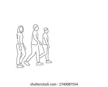 People walking isolated line drawing, vector illustration design.