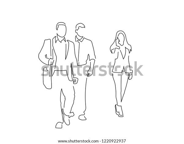 People Walking Isolated Line Drawing Vector Stock Vector (Royalty Free ...