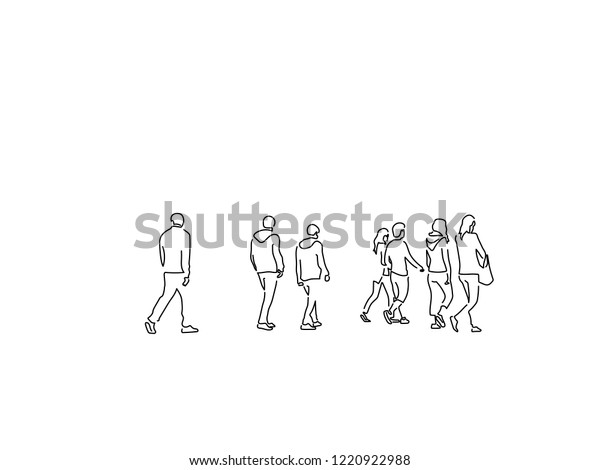 People Walking Isolated Line Drawing Vector Stock Vector (Royalty Free ...