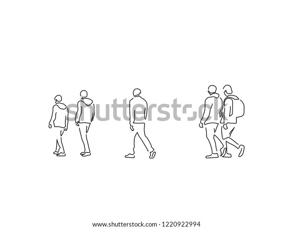 People Walking Isolated Line Drawing Vector Stock Vector (Royalty Free ...