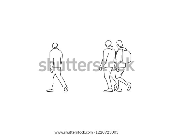 People Walking Isolated Line Drawing Vector Stock Vector (Royalty Free ...