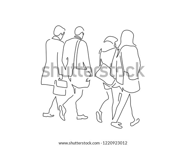 People Walking Isolated Line Drawing Vector Stock Vector (Royalty Free ...