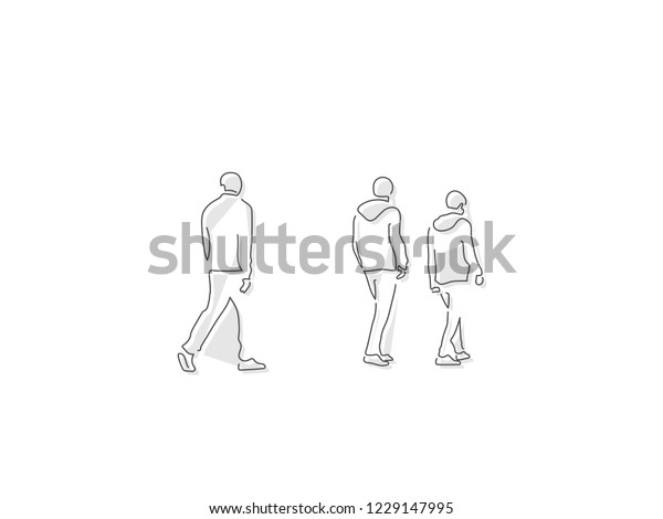 People Walking Isolated Line Drawing Vector Stock Vector (Royalty Free ...