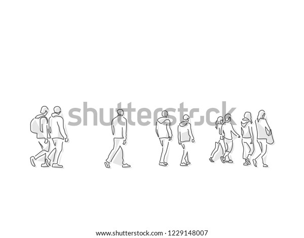 People Walking Isolated Line Drawing Vector Stock Vector (Royalty Free ...