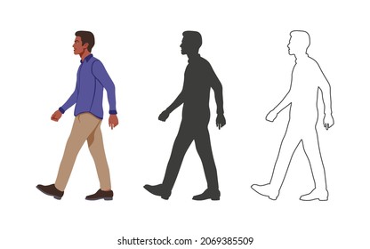 Menschen. Mann laufen. Die Leute zeichnen sich durch einen flachen Cartoon-Stil aus. Vektorgrafik