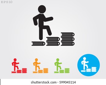 People walking on the books, icon, vector illustration eps10