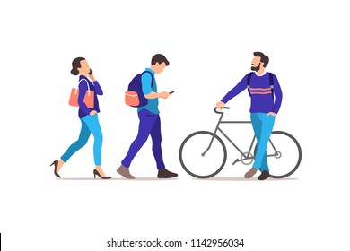 People walking on the street. Vector illustration.