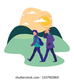 people walking park