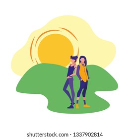 people walking park