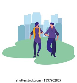 people walking park