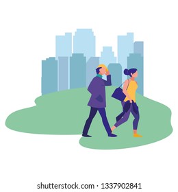 people walking park